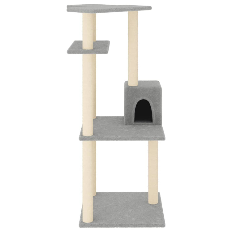 Albero per Gatti con Tiragraffi in Sisal Grigio Chiaro 123 cm 171784