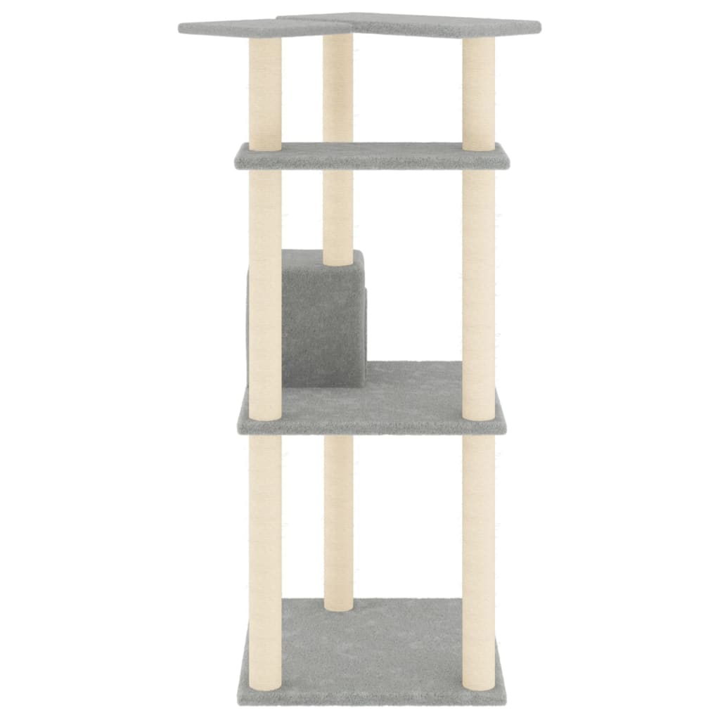 Albero per Gatti con Tiragraffi in Sisal Grigio Chiaro 123 cm 171784