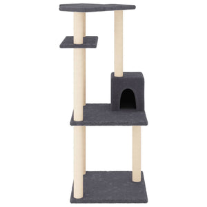 Albero per Gatti con Tiragraffi in Sisal Grigio Scuro 123 cm 171785