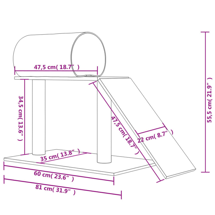 Pali Tiragraffi Gatti Tunnel e Scaletta Grigio Scuro 55,5 cm 171791