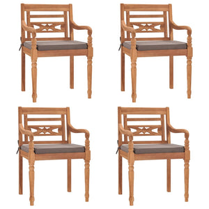 Set Pranzo Giardino 5pz con Cuscini Grigio Scuro Massello Teak 3155981