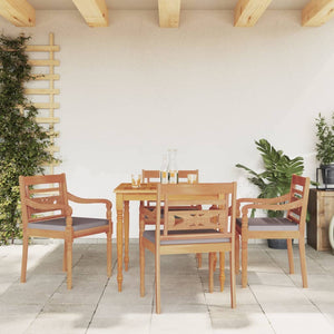 Set Pranzo Giardino 5pz con Cuscini Grigio Scuro Massello Teak 3155981