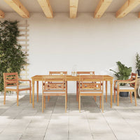 Set Pranzo Giardino 7pz con Cuscini Bianchi Legno Massello Teak 3155984