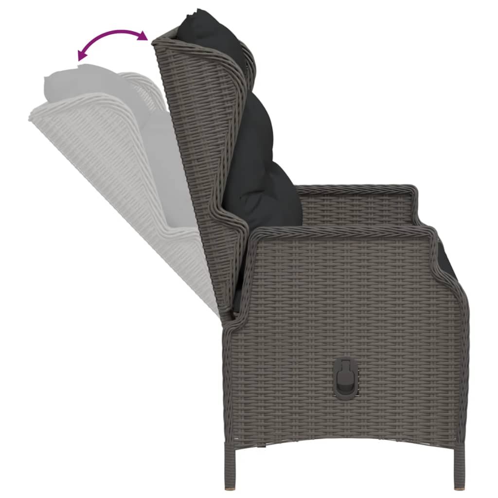 Panca da Giardino a 2 Posti con Cuscini in Polyrattan Nero 362681