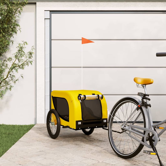 Rimorchio da Bici per Cani Giallo e Nero Tessuto Oxford e Ferro 94008