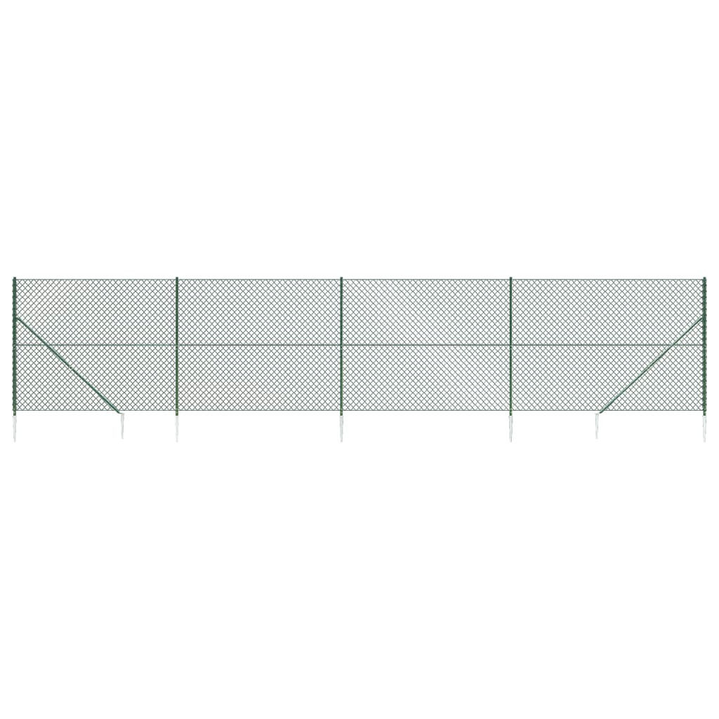 Recinzione a Rete con Picchetti Ancoraggio Verde 2,2x10 m 153927