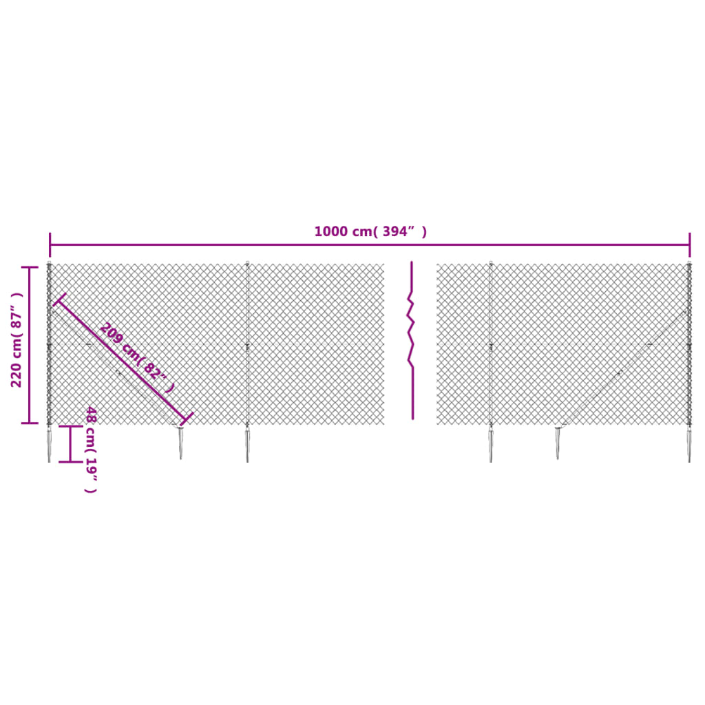 Recinzione a Rete con Picchetti Ancoraggio Verde 2,2x10 m 153927