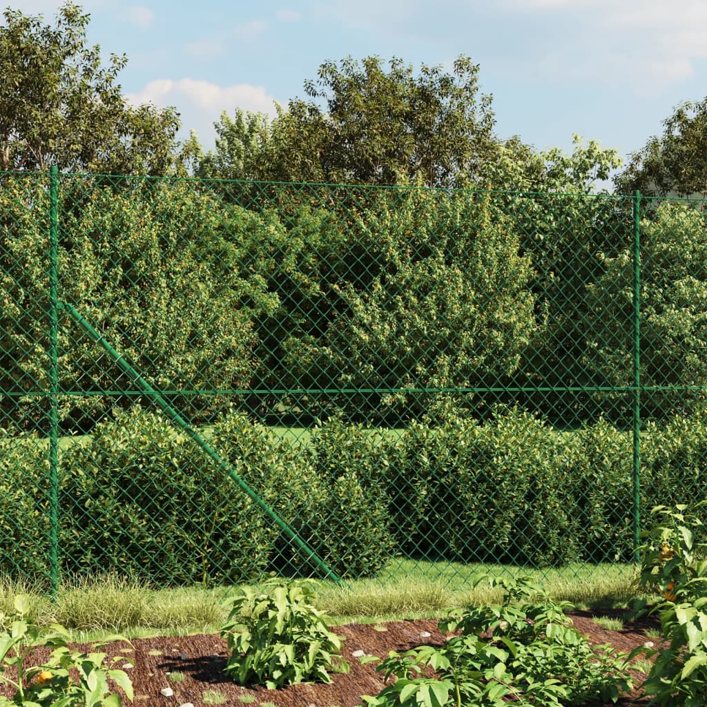 Recinzione a Rete con Picchetti Ancoraggio Verde 2,2x10 m 153927