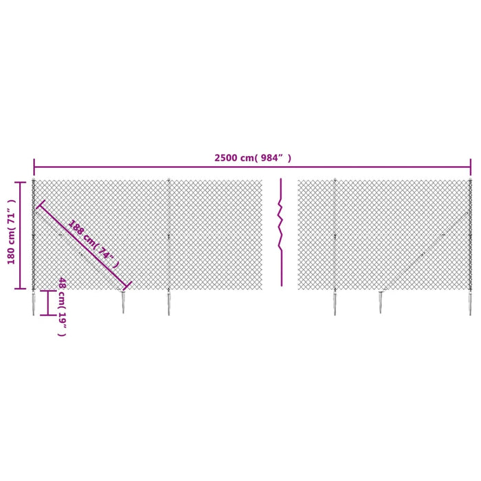 Recinzione a Rete con Picchetti Ancoraggio Verde 1,8x25 m 153933