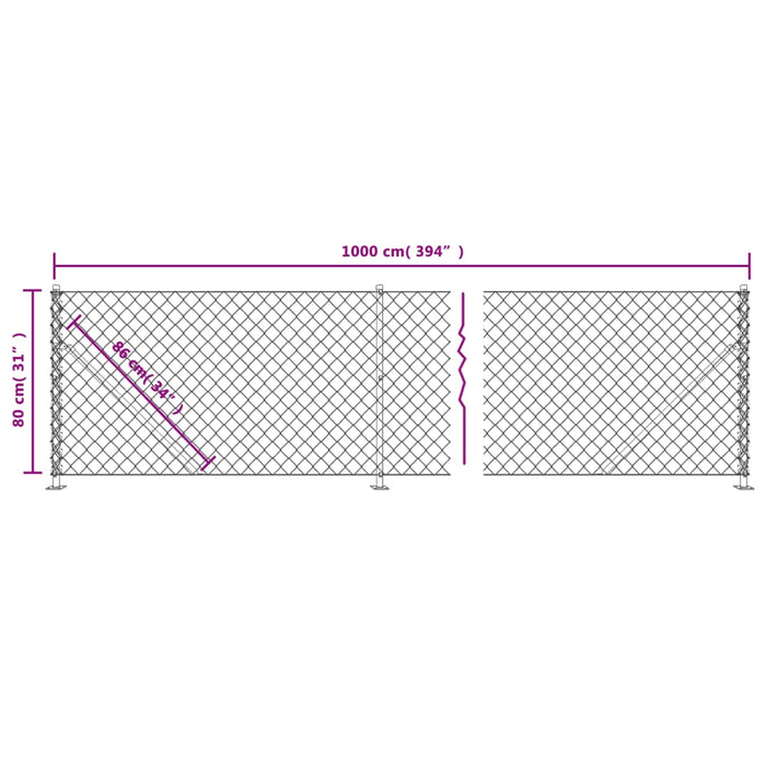 Recinzione a Rete con Flangia Verde 0,8x10 m 153936