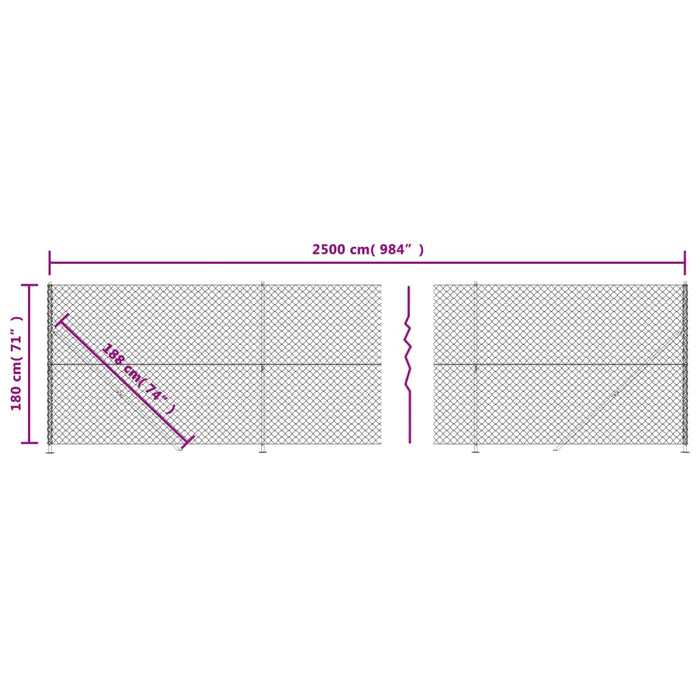 Recinzione a Rete con Flangia Verde 1,8x25 m 153949