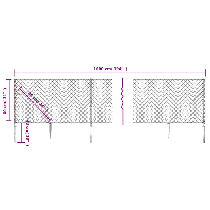 Recinzione a Rete con Picchetti Ancoraggio Antracite 0,8x10 m 153968