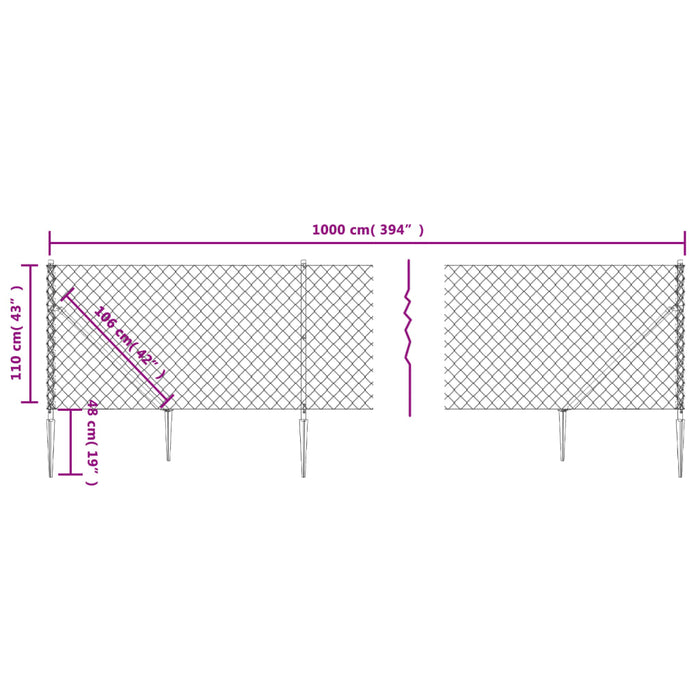 Recinzione a Rete con Picchetti Ancoraggio Antracite 1,1x10 m 153970