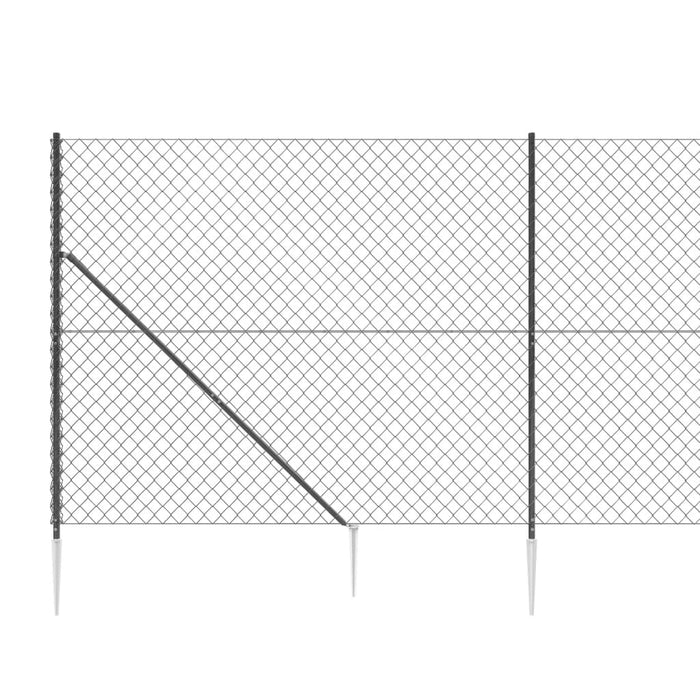 Recinzione a Rete con Picchetti Ancoraggio Antracite 2,2x25 m 153983