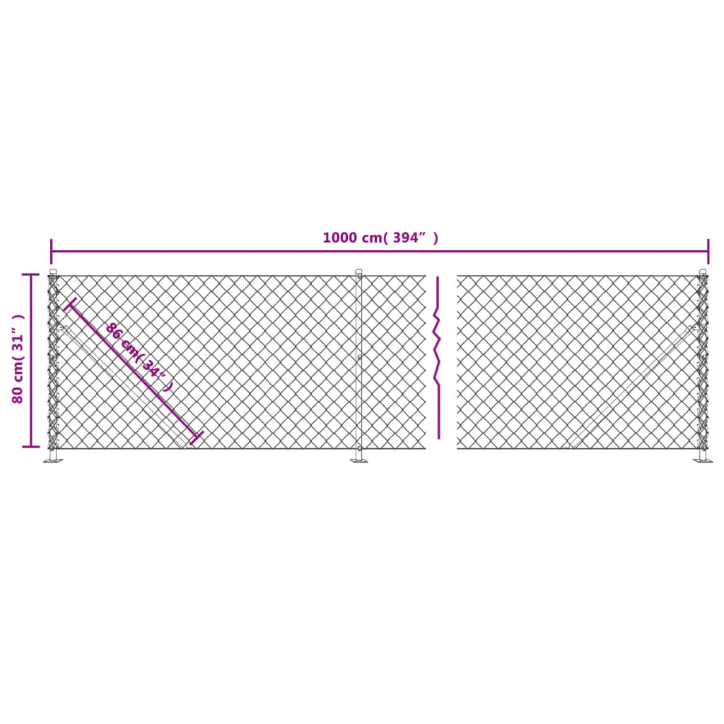 Recinzione a Rete con Flangia Antracite 0,8x10 m 153984