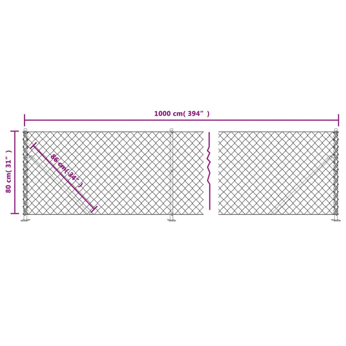 Recinzione a Rete con Flangia Antracite 0,8x10 m 153984