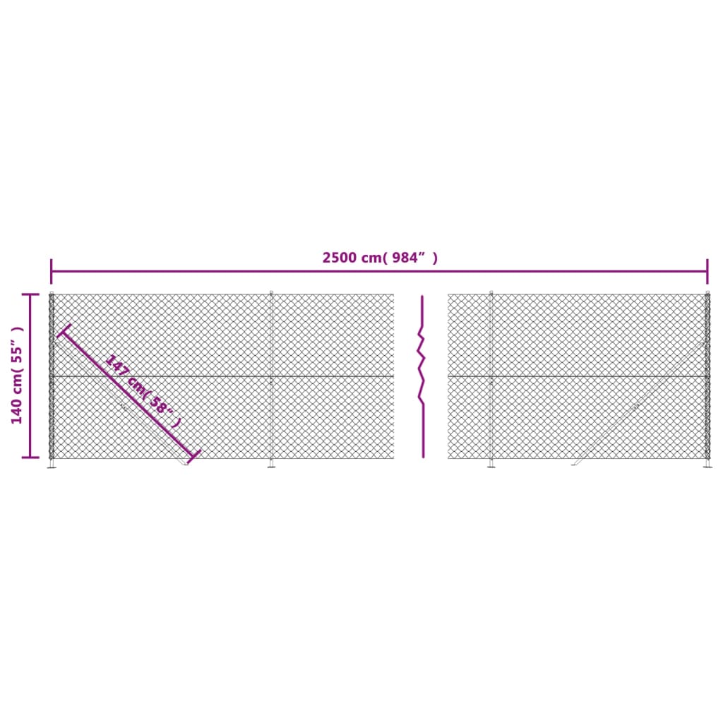 Recinzione a Rete con Flangia Antracite 1,4x25 m 153995