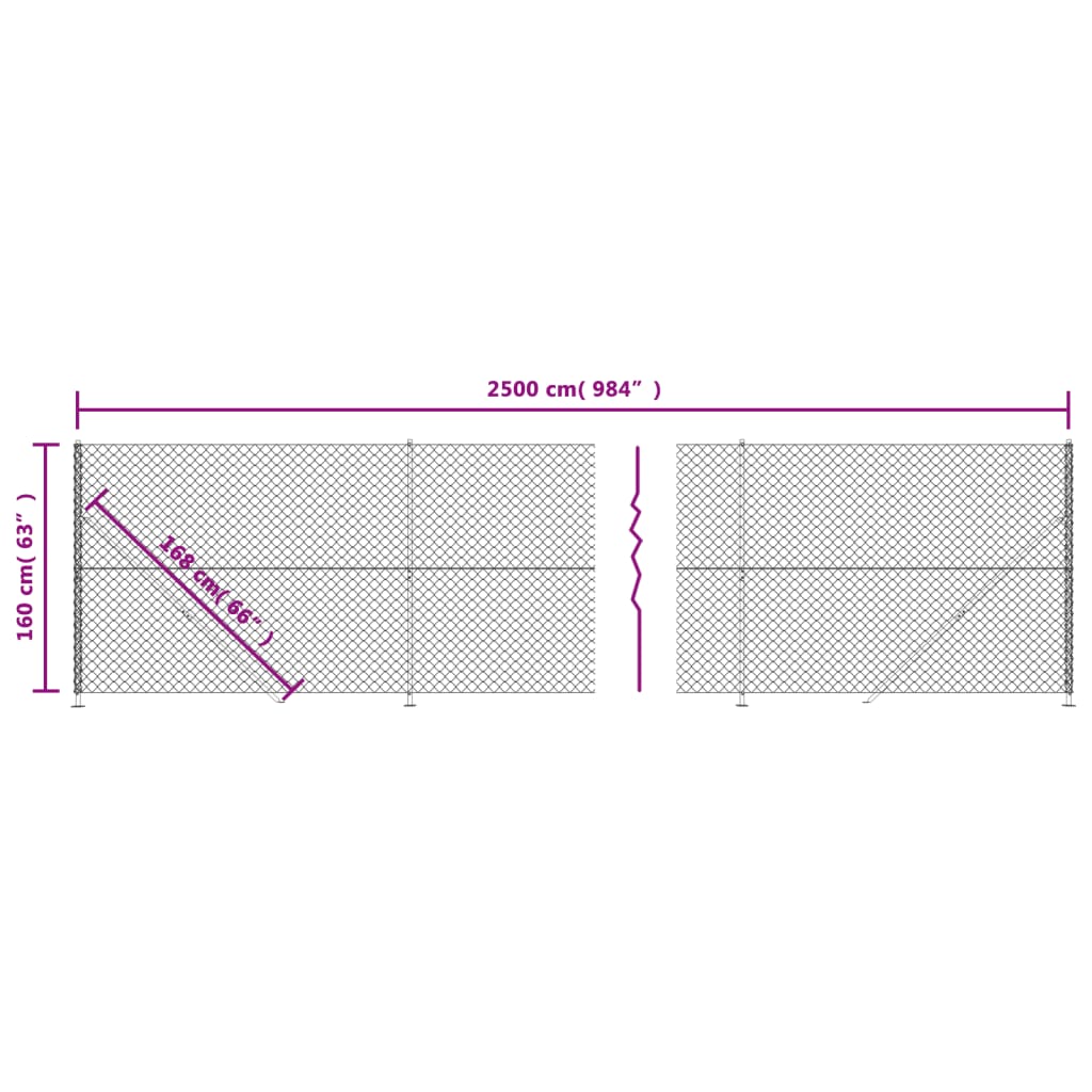 Recinzione a Rete con Flangia Antracite 1,6x25 m 153996