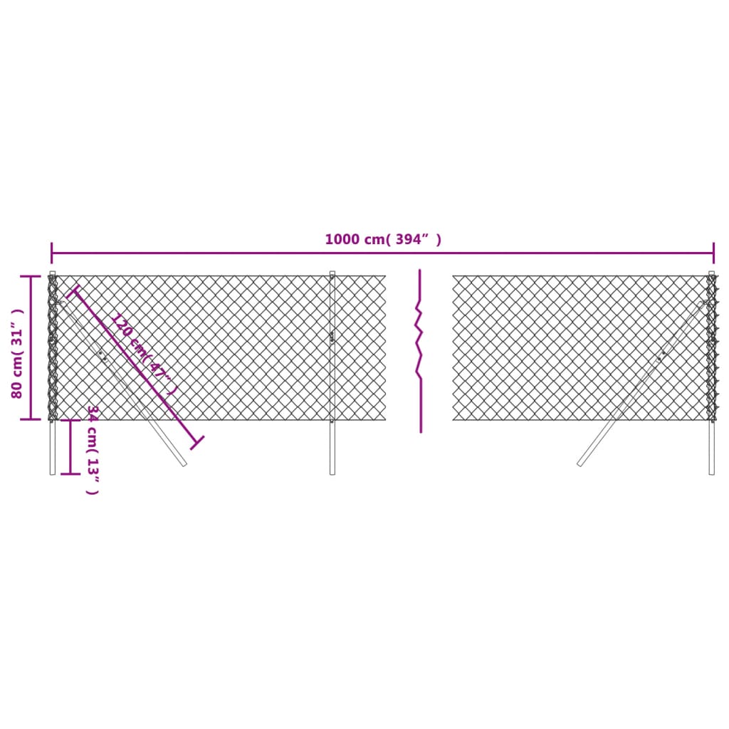 Recinzione a Rete Argento 0,8x10 m 154000