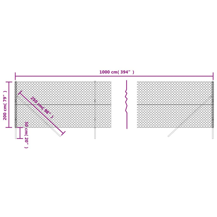 Recinzione a Rete Argento 2x10 m 154006