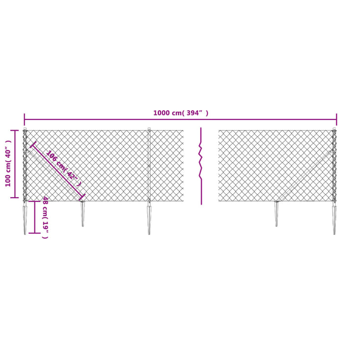 Recinzione a Rete con Picchetti Ancoraggio Argento 1x10 m 154017