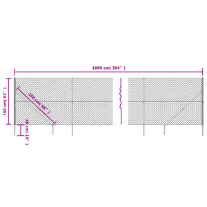 Recinzione a Rete con Picchetti Ancoraggio Argento 1,6x10 m 154020