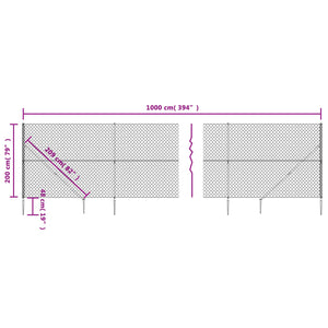 Recinzione a Rete con Picchetti Ancoraggio Argento 2x10 m 154022