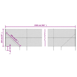 Recinzione a Rete con Picchetti Ancoraggio Argento 2,2x25 m 154031