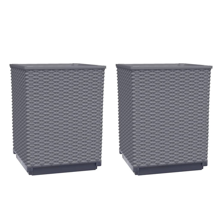 Fioriere 2 pz Grigio Scuro 30x30x37 cm in Polipropilenecod mxl 73036