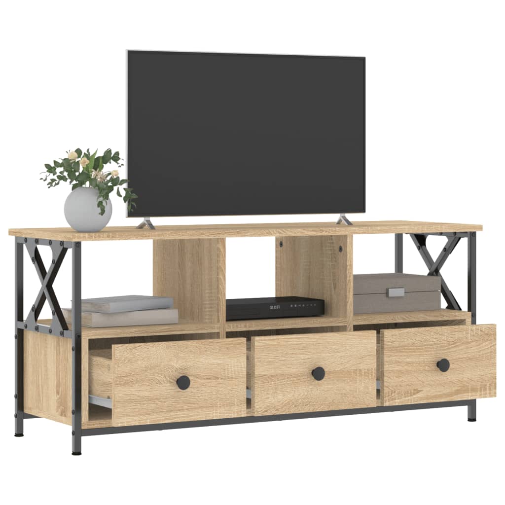 Mobile TV Rovere Sonoma 102x33x45 cm Legno Multistrato e Ferro 831789