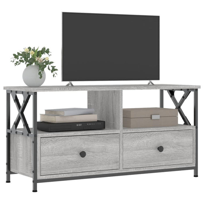 Mobile TV Grigio Sonoma 90x33x45 cm Legno Multistrato e Ferro 831796