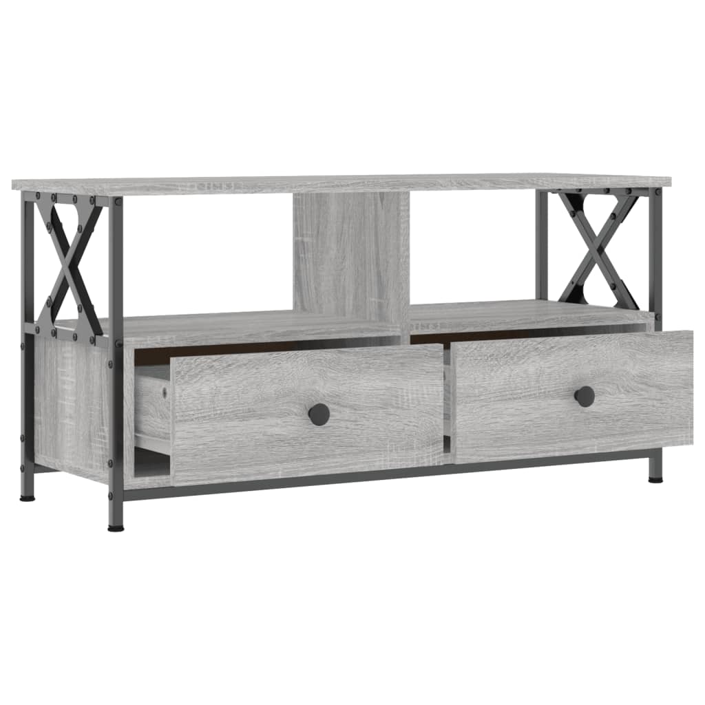 Mobile TV Grigio Sonoma 90x33x45 cm Legno Multistrato e Ferro 831796