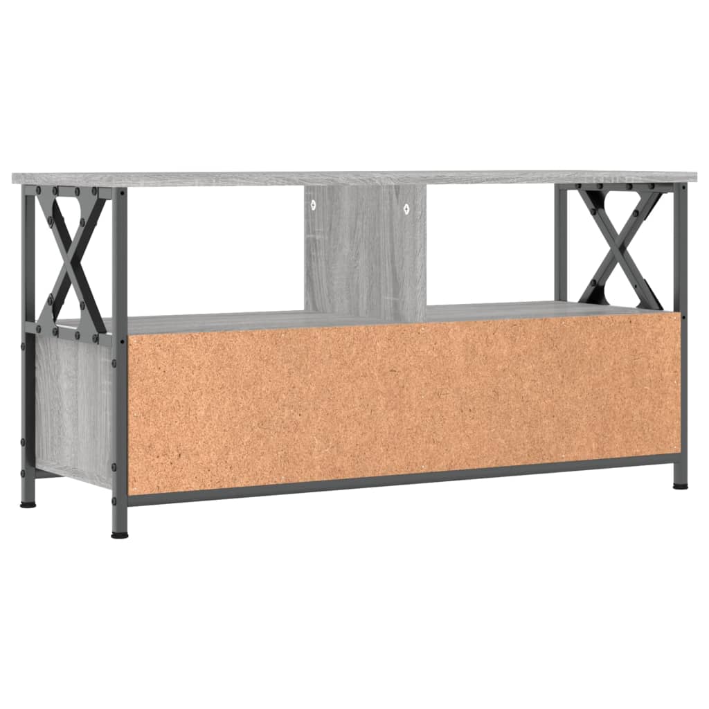 Mobile TV Grigio Sonoma 90x33x45 cm Legno Multistrato e Ferro 831796