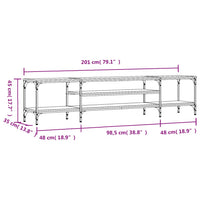 Mobile TV Grigio Sonoma 201x35x45 cm Legno Multistrato e Ferro 831816