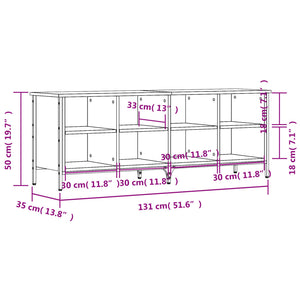 Scarpiera Grigio Sonoma 131x35x50 cm in Legno Multistrato 831851