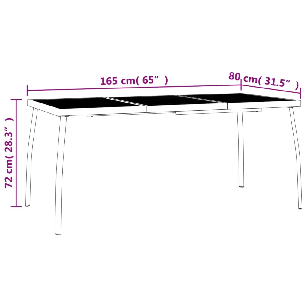 Tavolo da Giardino Antracite 165x80x72 cm Rete d'Acciaio 362734