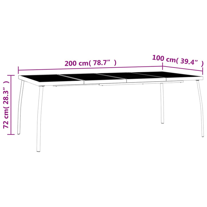 Tavolo da Giardino Antracite 200x100x72 cm Rete d'Acciaio 362735