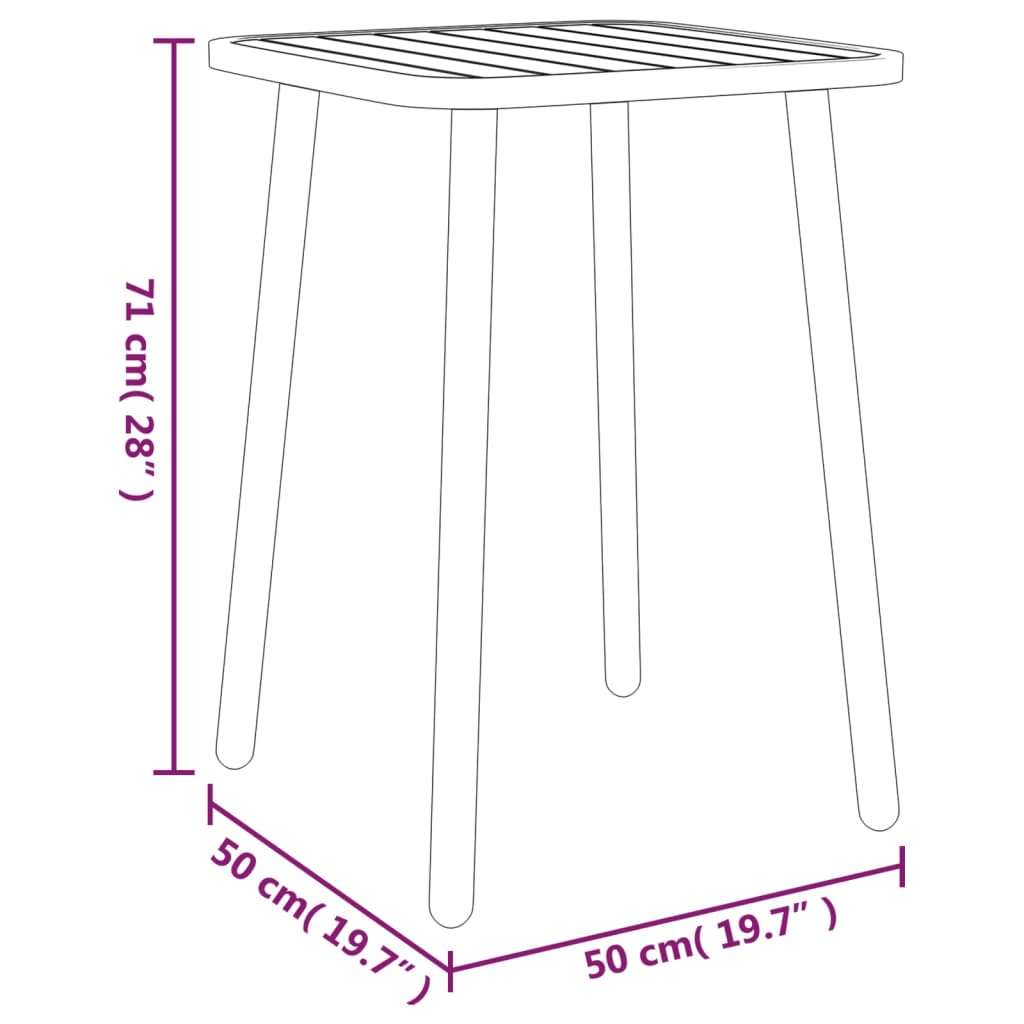 Tavolo da Giardino Antracite 50x50x71 cm Acciaio 362736