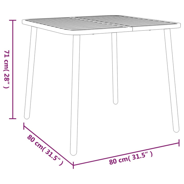 Tavolo da Giardino Antracite 80x80x71 cm Acciaio 362737