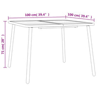 Tavolo da Giardino Antracite 100x100x71 cm Acciaio 362738