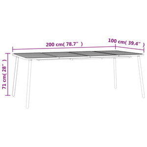 Tavolo da Giardino Antracite 200x100x71 cm Acciaio 362741