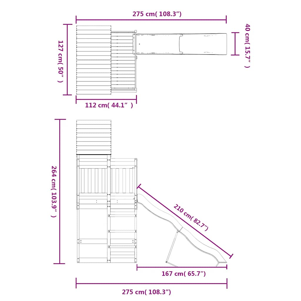 Set da Gioco da Esterno in Legno Massello di Pino 3157012