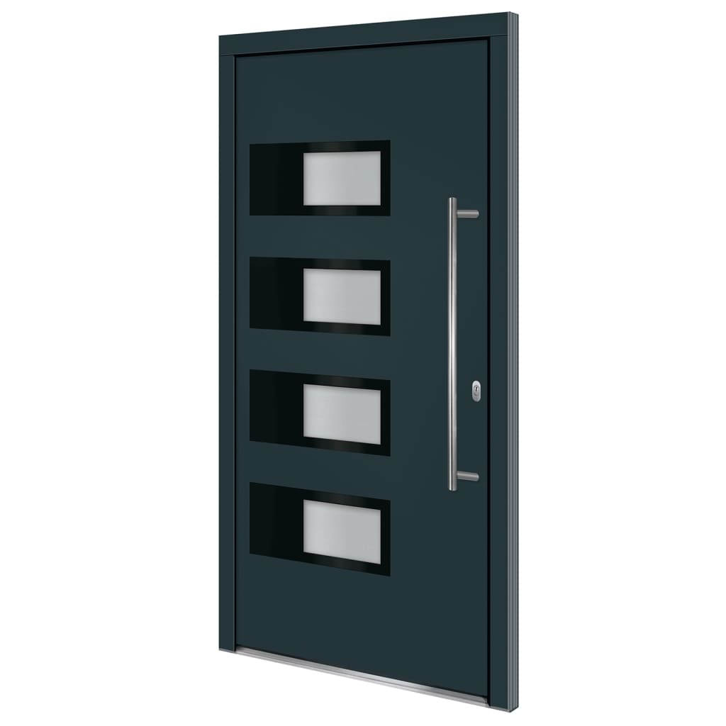 Porta Ingresso Antracite 100x200 cm in Alluminio e PVC 3157068