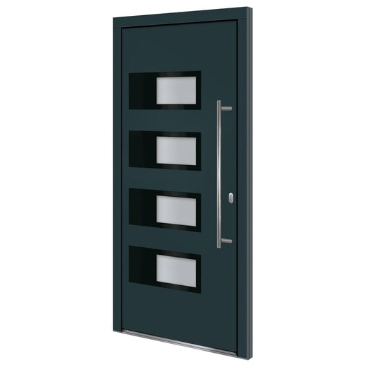 Porta Ingresso Antracite 100x210 cm in Alluminio e PVC 3157069