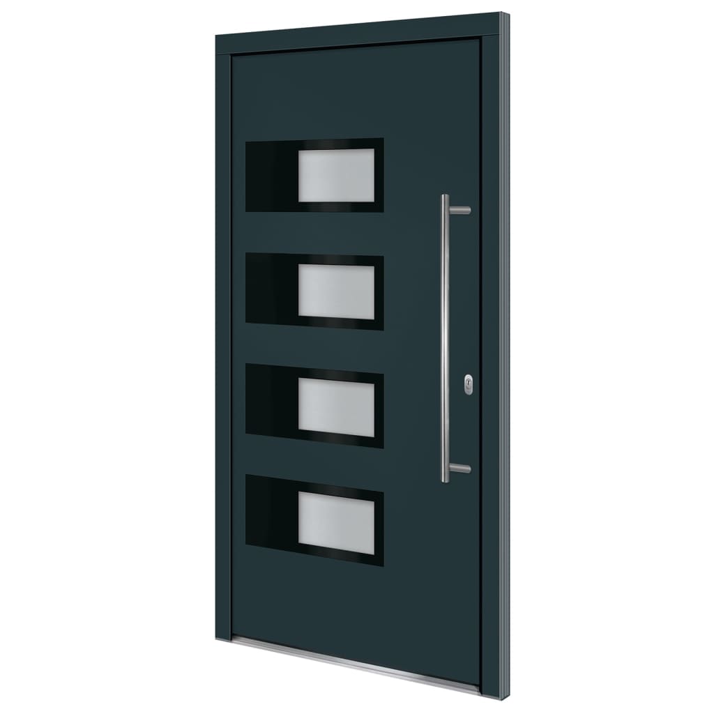 Porta Ingresso Antracite 110x210 cm in Alluminio e PVC 3157070