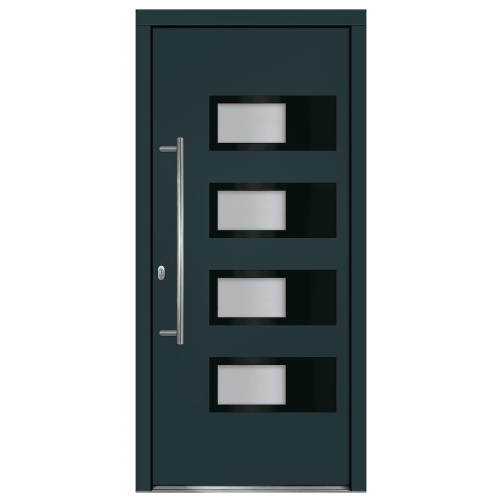 Porta Ingresso Antracite 100x210 cm in Alluminio e PVC 3157072