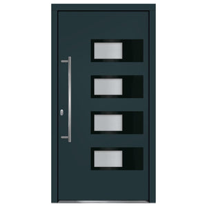 Porta Ingresso Antracite 110x210 cm in Alluminio e PVC 3157073