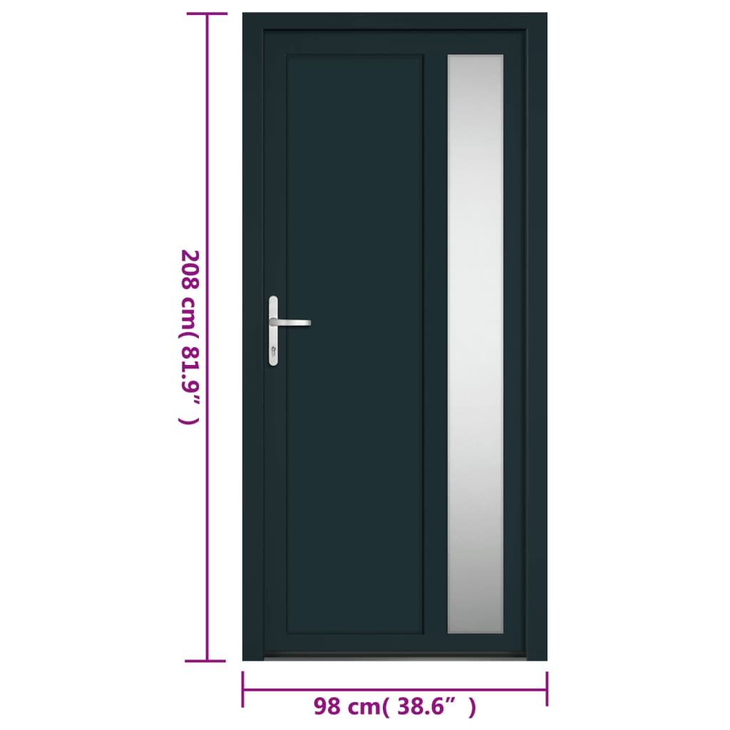 Porta Ingresso Antracite 98x208 cm in PVC 3157101