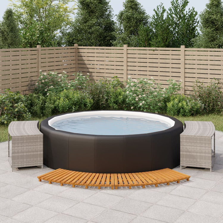 Bordo per Spa Grigio in Polyrattan e Legno Massello di Acacia