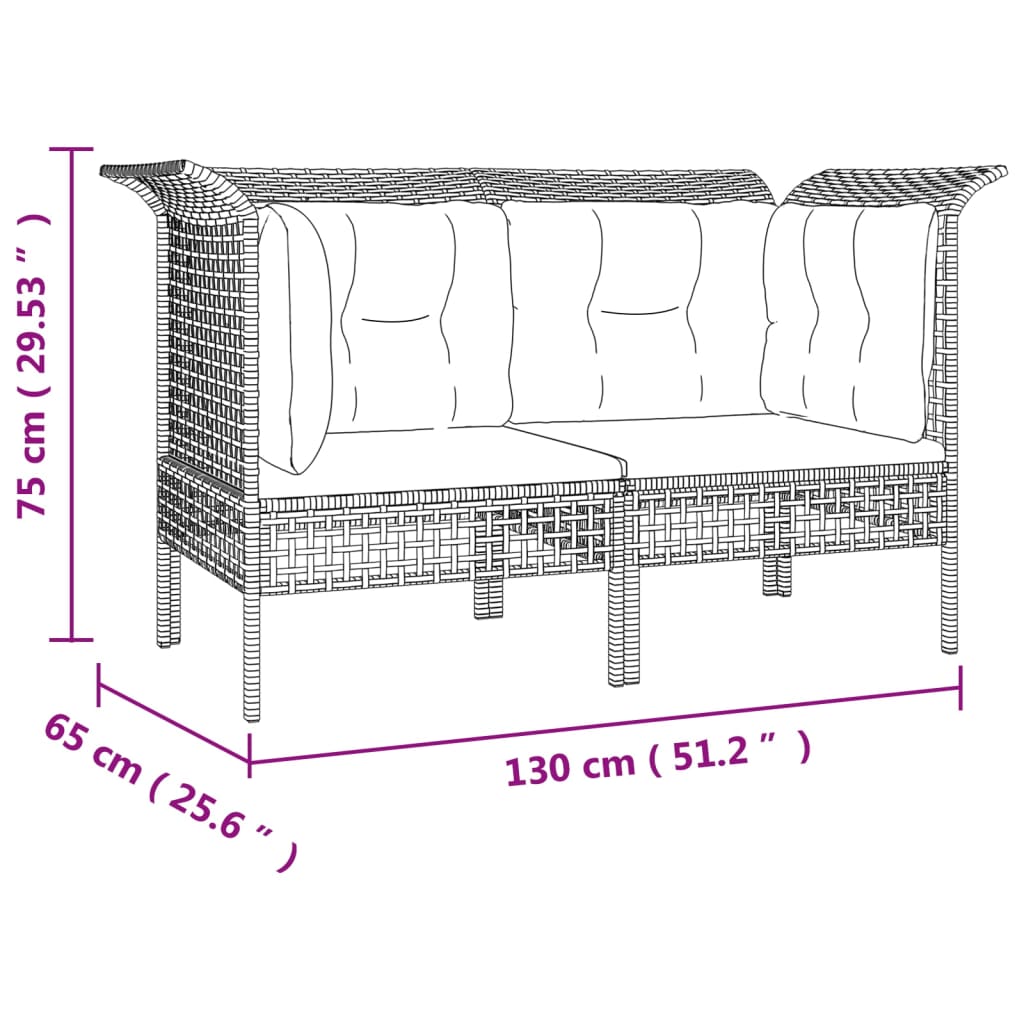 Divani Angolari da Giardino con Cuscini 2pz Polyrattan Grigio 319660